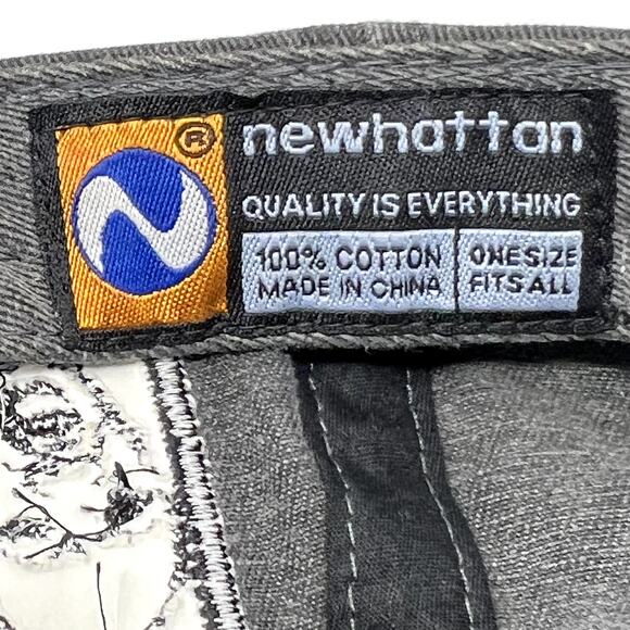 Newhattan Hat Men Gray 100% Cotton Dream by Any Means Strapback Baseball Cap - Picture 2 of 11